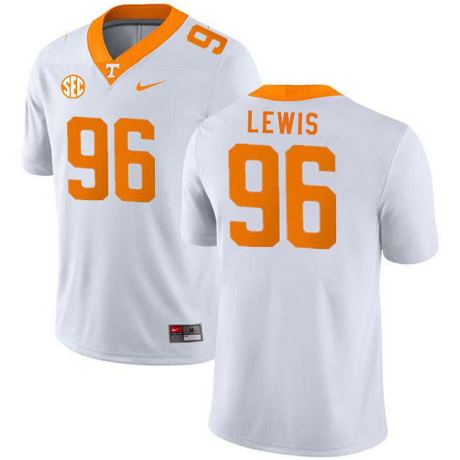Men #96 Austin Lewis Tennessee Volunteers College Football Jerseys Stitched Sale-White - Click Image to Close